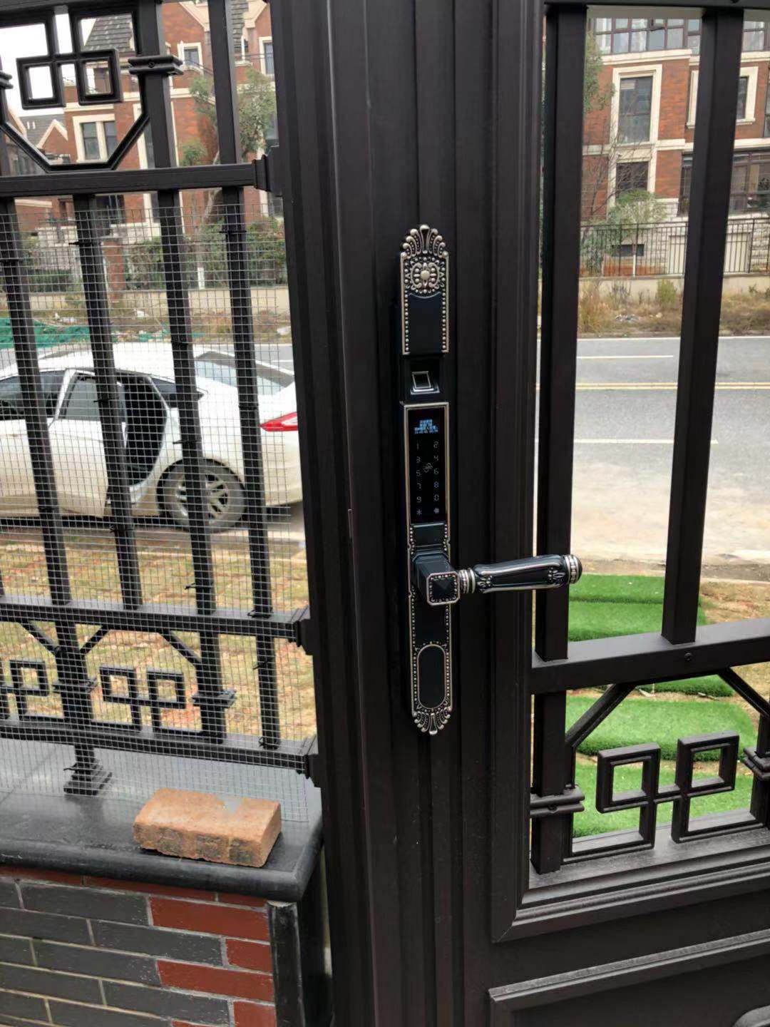 雅顾智能庭院门双面指纹锁户外防雨水铁艺铝艺门欧式别墅大院门锁