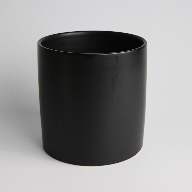 ins简约现代创意哑光纯白黑灰色圆柱陶瓷花盆包邮