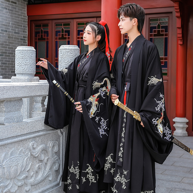 5885原创绣花大氅大码汉服氅衣广袖大袖衫情侣cp装套装学生表演服