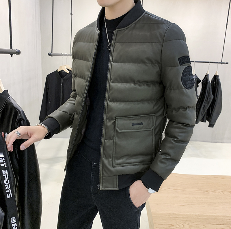0 kg2020秋冬季棉服男士皮衣棉衣男装潮流外套工装羽绒帅气加厚皮短款