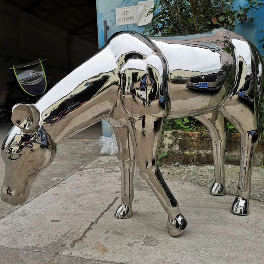 户外水景园林装饰雕塑不锈钢鹿子雕塑 不锈镜面动物可定制