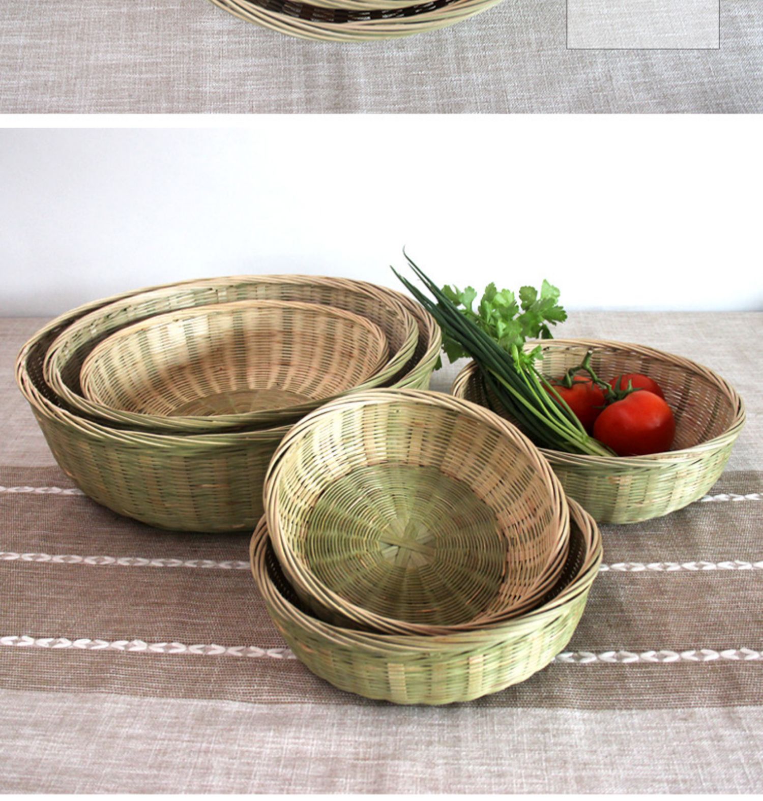 手工竹编篮子 馒头筐家用 竹制品收纳竹筐 厨房洗菜沥水筐水果篮