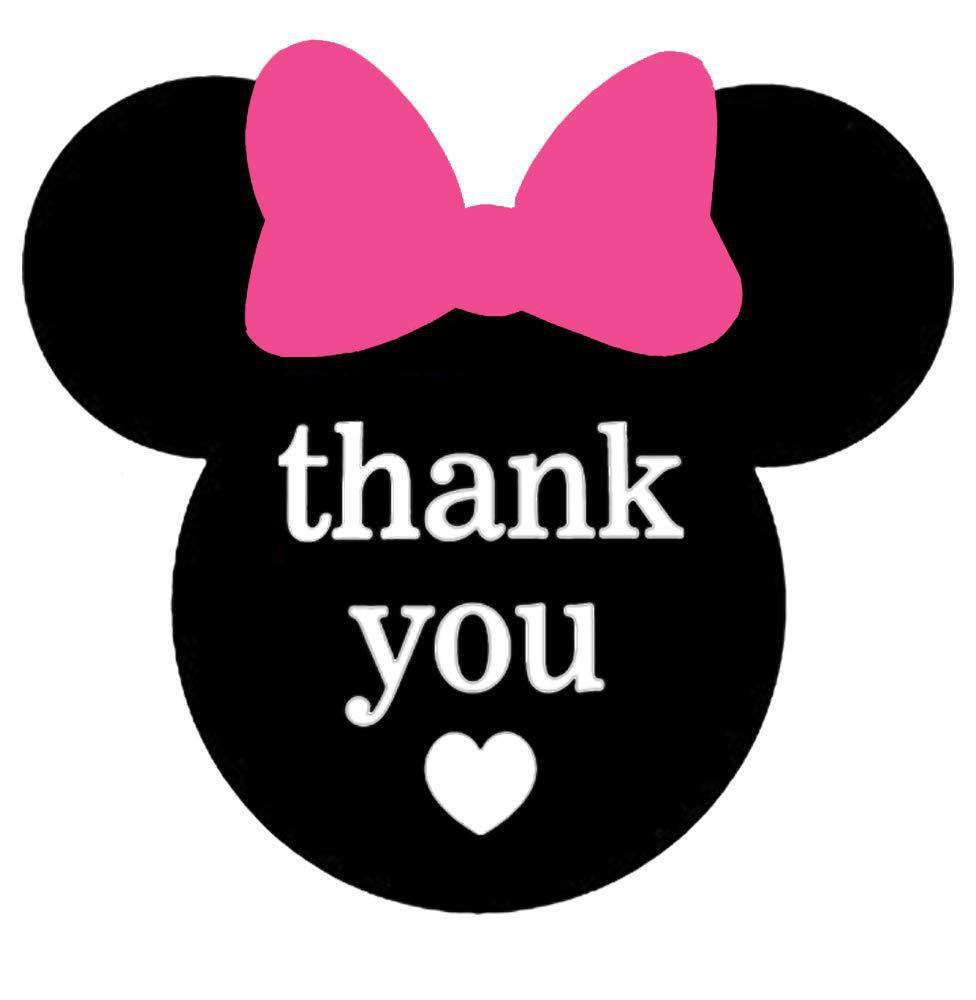 亚马逊热销源头厂家直销米老鼠谢谢贴纸米妮贴纸可自粘来图可定制