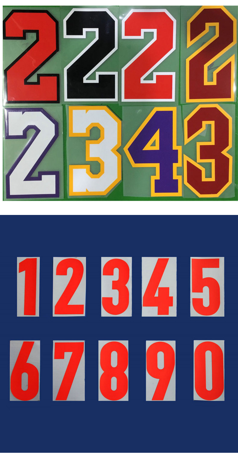 球衣号码立体数字母足球服号码 背心蓝球服号码热转印烫画