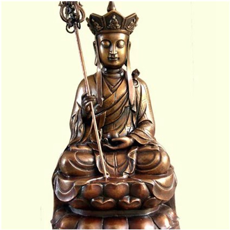 地藏王菩萨雕塑厂家定制彩绘铜雕地藏王 铜雕佛像地狱不空佛