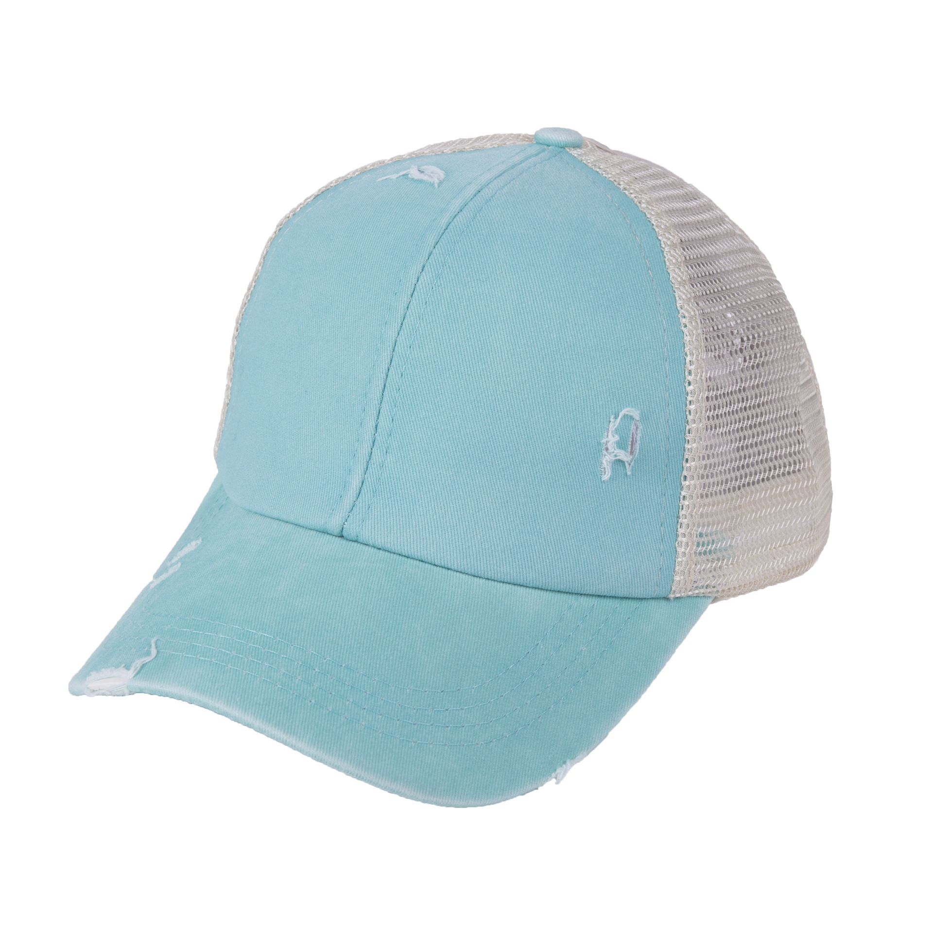 Washed Cross Ponytail Baseball Cap Foreign Trade Hat Female Summer Spring Autumn Distressed Outdoor Solid Color Peaked Cap