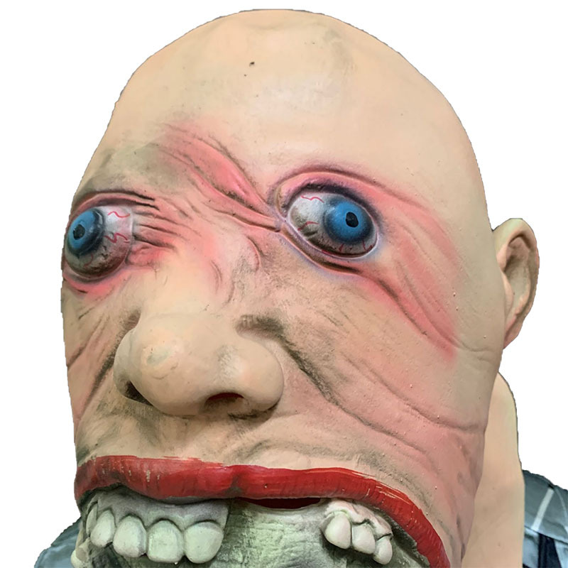 万圣鬼节吓人恐怖吐骷髅头套搞怪乳胶恐怖怪物全包头套