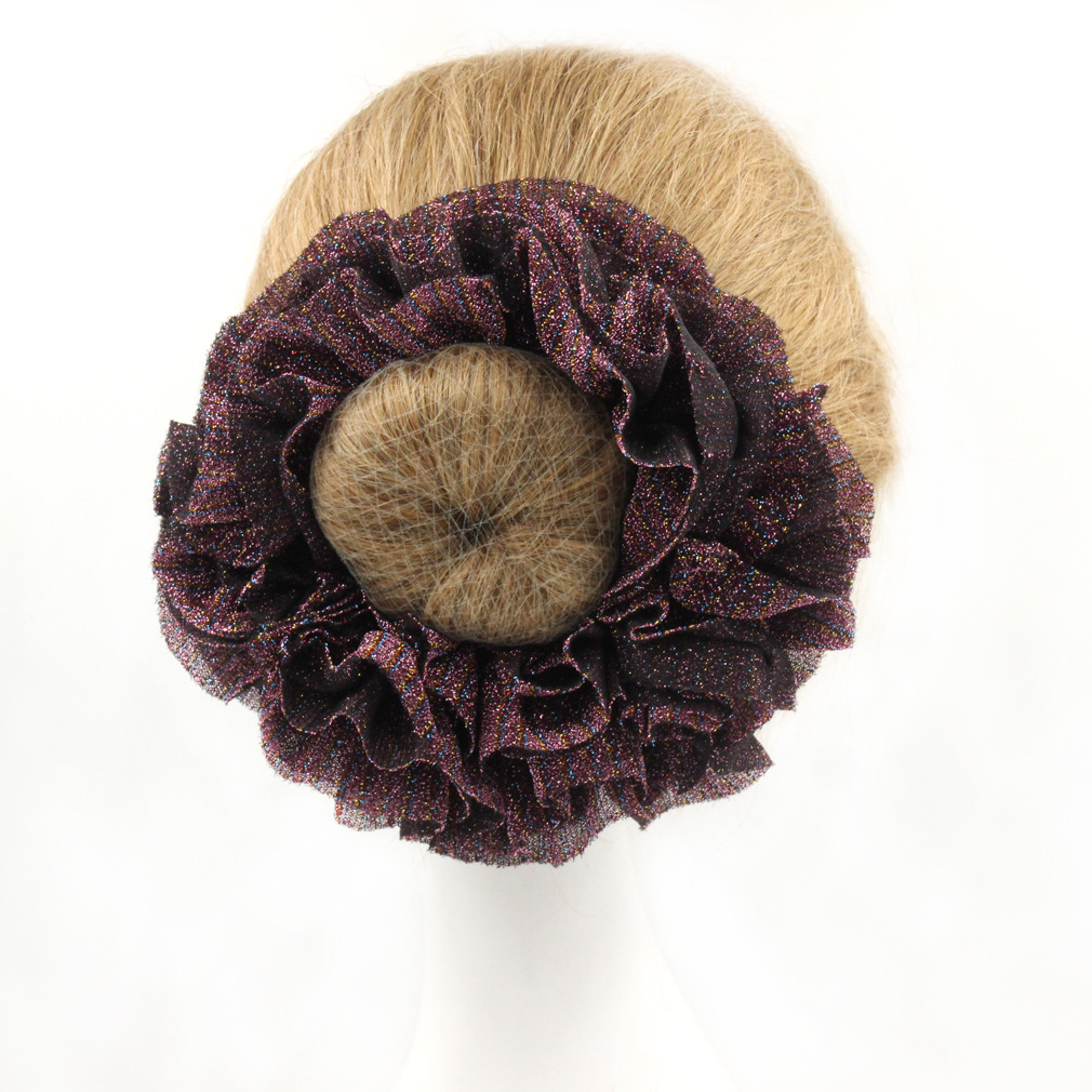 新款金纱边穆斯林头饰发饰三层褶皱条纹大朵花精美女士头花发圈