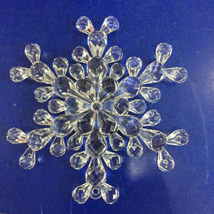 12厘米透明圣诞雪花节日场地装饰品道具圣诞节吊饰透明挂件