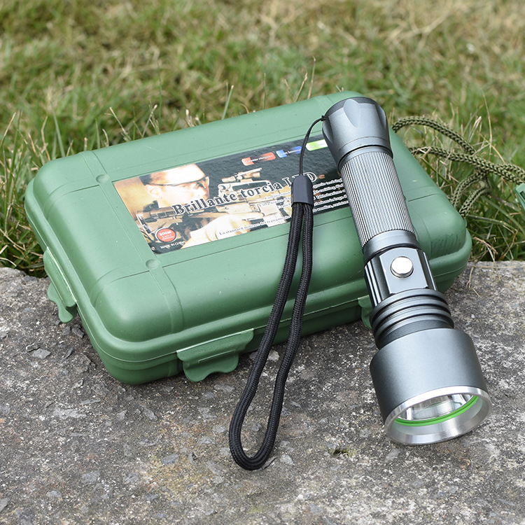 厂家现货供应铝合金强光照明手电筒夜间照明led打猎夜巡战术手电