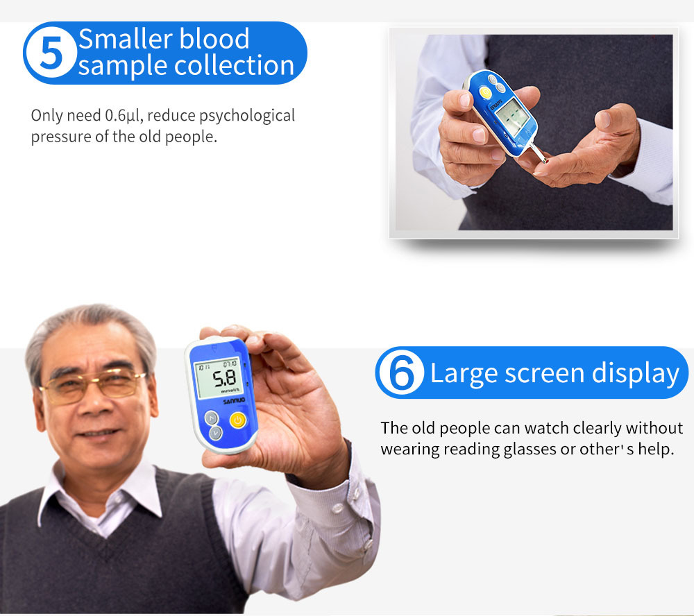 三诺ga-6血糖测试仪 测血糖50片试纸条出口外贸sinocare ga-6英文