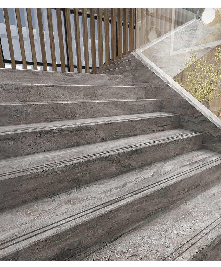楼梯踏步砖定制台阶地砖挡板梯级板一体式仿大理石防滑耐磨瓷砖