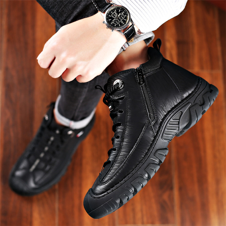 2021 New plus Size Winter Minimalist Men's Warm Shoes Outdoor Soft Sole Sneakers Fleece-lined Thickened Lace-up Cotton Shoes