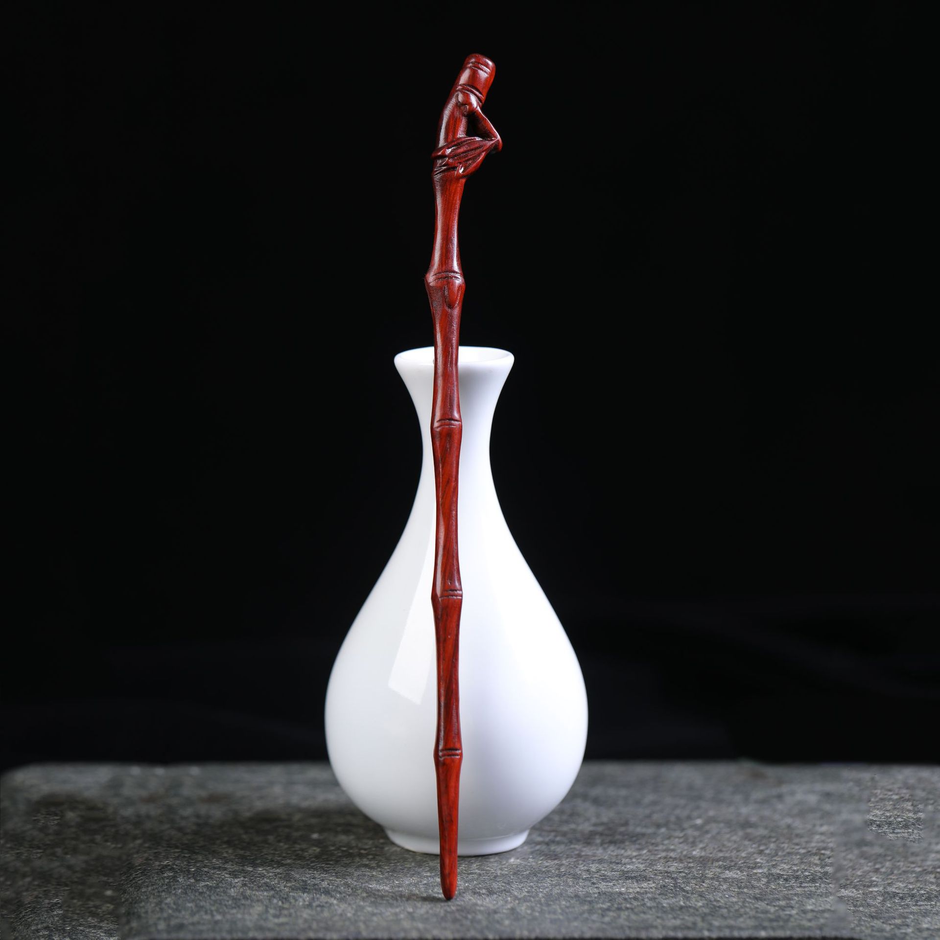 紫檀木雕刻竹子造型发簪复古汉服头饰配饰木簪送女友节日定情礼物