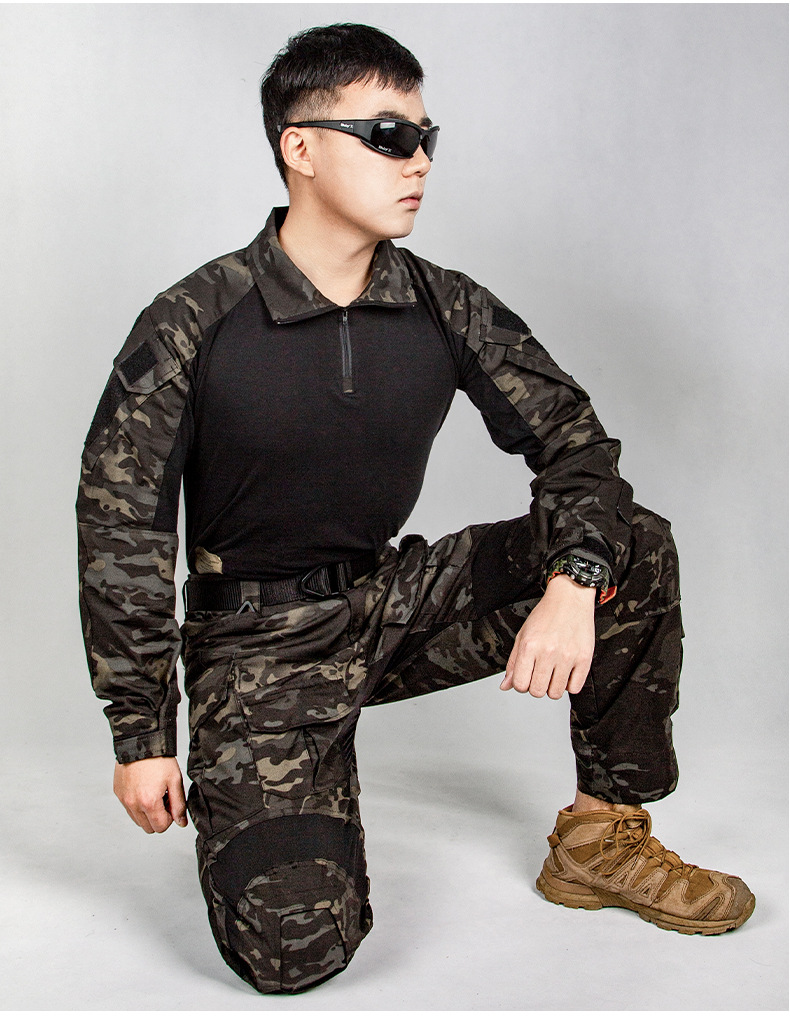 策马迷彩服套装男户外运动训练服cp美式g3长袖战术蛙服军迷教官服