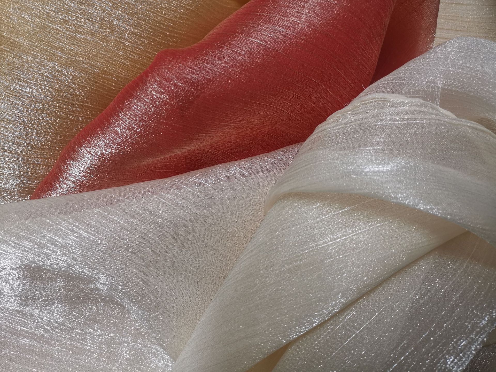 水波纹真丝皱亮光琉璃纱女装婚纱礼服汉服lolita舞台服人鱼姬面料-阿