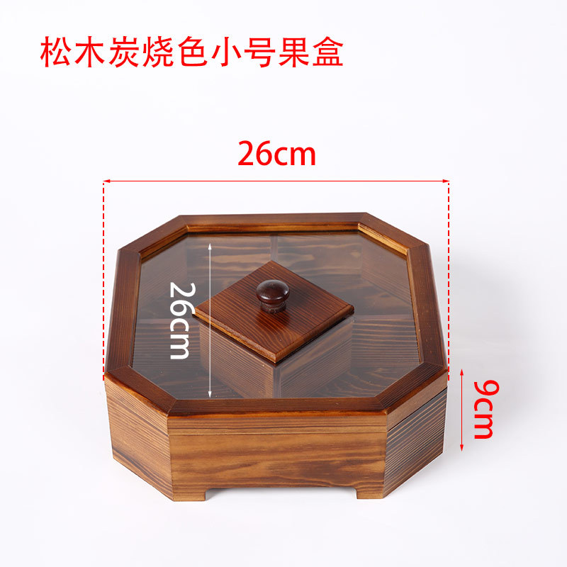 Storage Box Chinese Charcoal Color Candy Dried Fruit Box Wooden Melon Seeds Peanut Snack Fruit Box Creative Wedding Wedding Candies Box