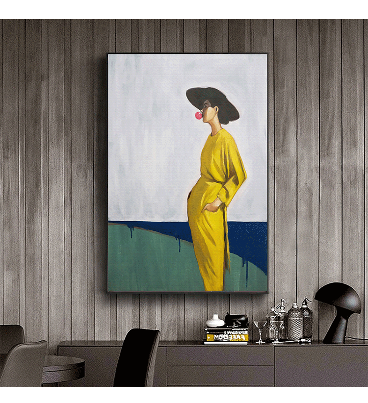超大尺寸北欧人物轻奢装饰画竖款落地画巨幅现代客厅餐厅玄关挂画