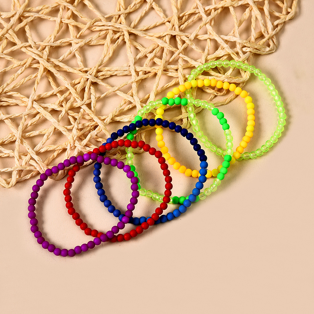 波西米亚风民族风女手链编织彩色系列彩虹串珠指环两件套厂家直供