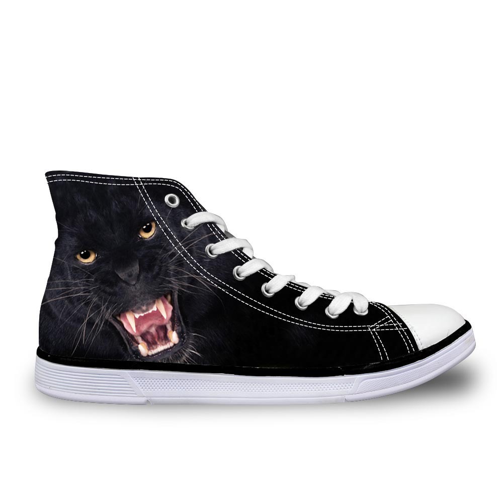 青春男子休闲单鞋狮子野兽凶猛男帆布鞋大码板鞋来图定制黑白色