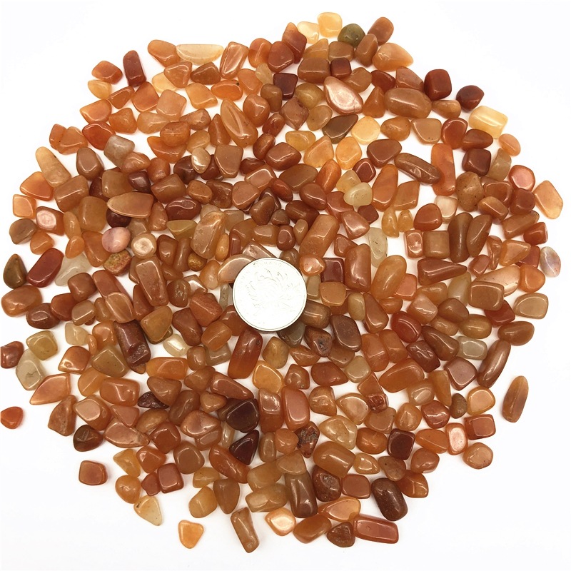 7-9mm天然水晶红东陵玉碎石原石摆件鱼缸小石子花盆多肉铺面装潢