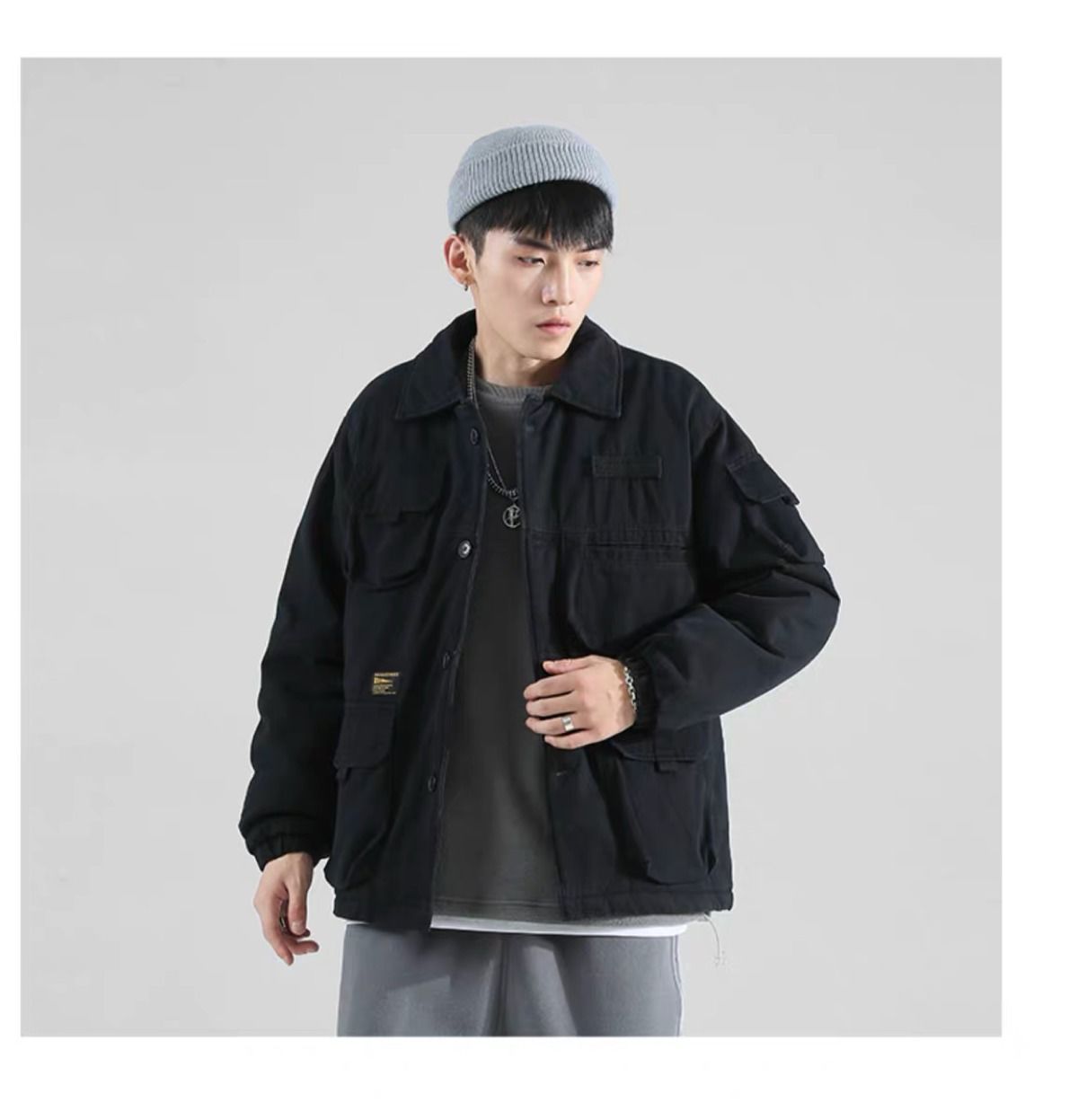 2020新款秋冬男装加绒加厚棉衣工装外套潮流宽松帅气ins复古夹克