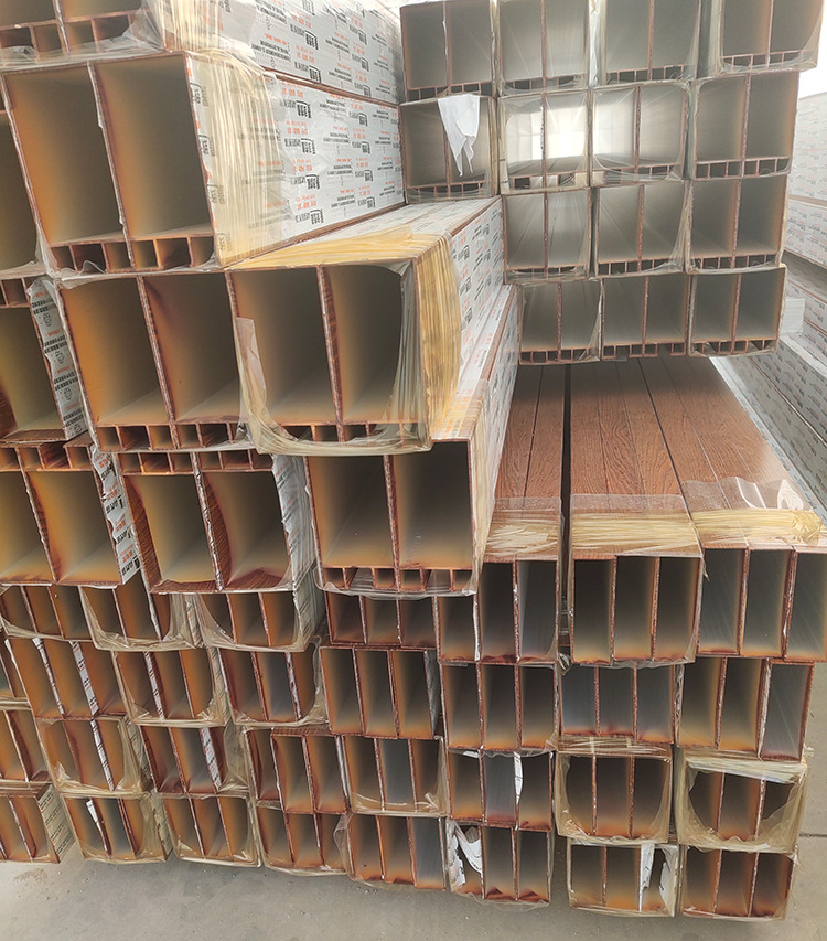 批发阳光房铝合金型材仿真木纹铝方通热转印铝合金管材阳光房铝材