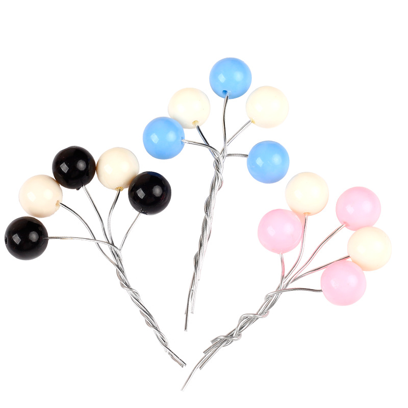 蛋糕插旗热气球珍珠装饰小球插排插卡铁丝珠光气球创意甜品台装扮