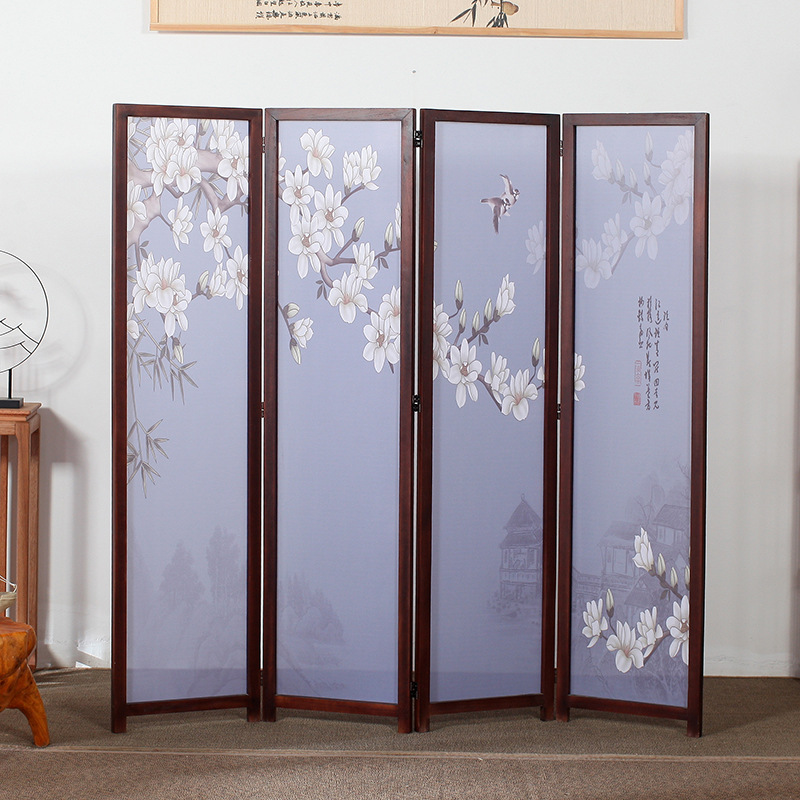 厂家直销乔其纱半透新中式装饰性酒店家居喷漆办公屏风隔断