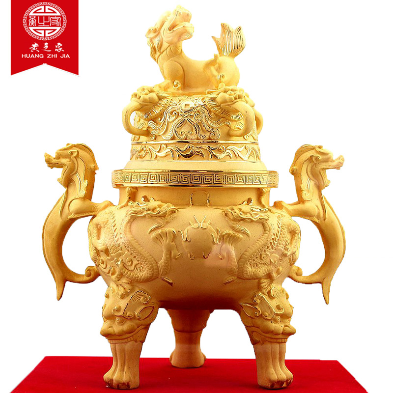 绒沙金聚财宝鼎摆件龙纹三足金鼎新店开业聚宝盆礼品招财旺财摆饰