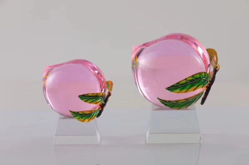 摆饰水晶球几何形玄关其他抛光办公桌水晶桃子家居装饰 祝寿礼品