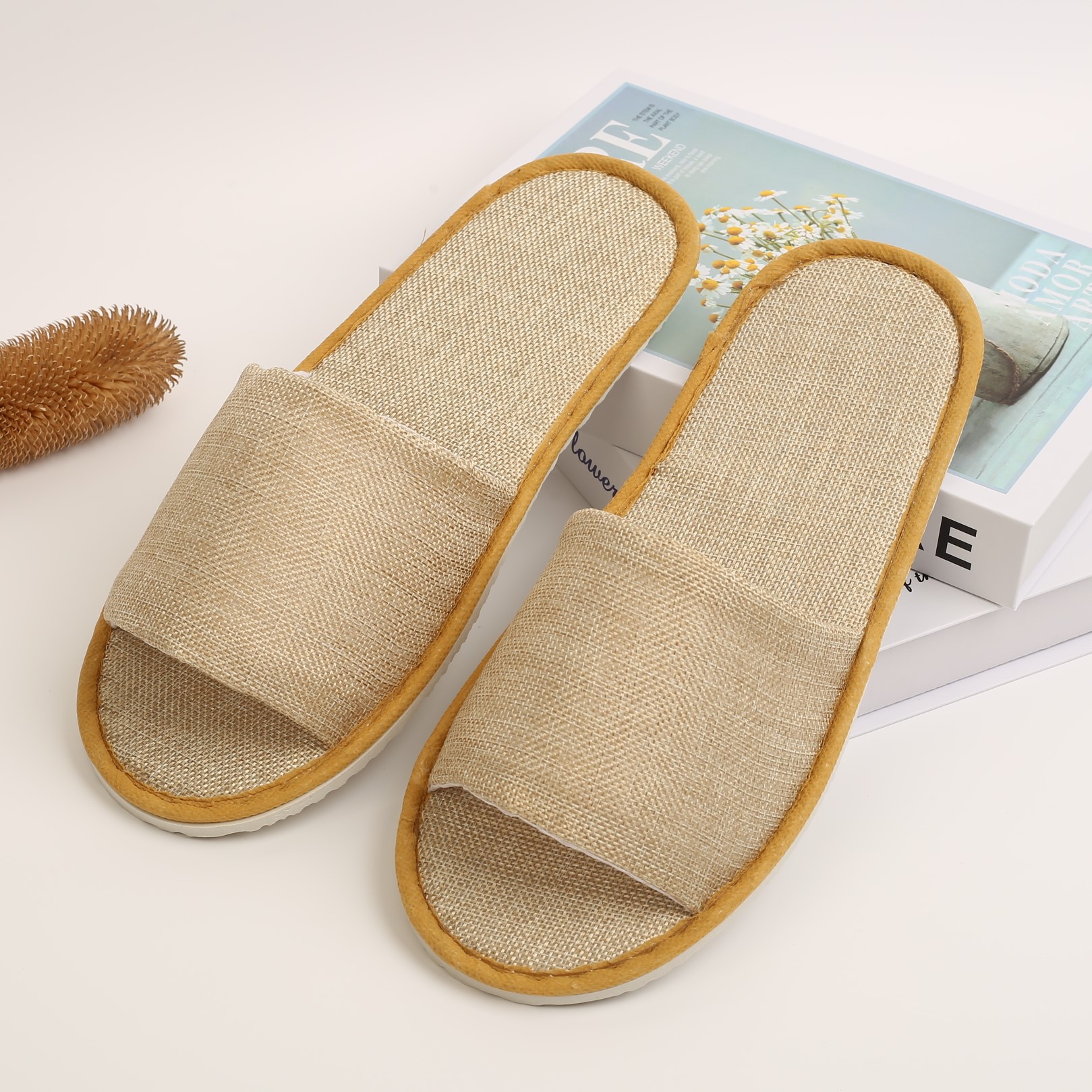 宾馆酒店一次性拖鞋一次性麻布拖鞋加厚加大酒店客房居家棉麻拖鞋