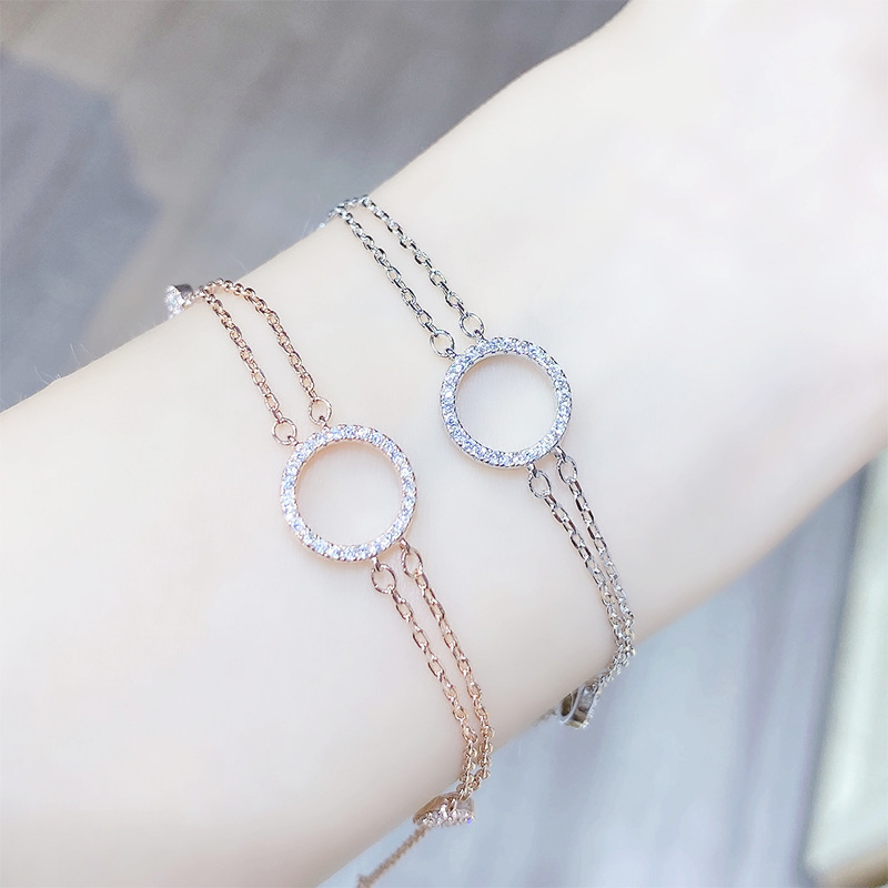 Fashion Geometry Pattern Elements Full Diamond Graceful Personality Bracelet Japanese and Korean Temperamental Grid Red Same Style Bracelet Female Cloak