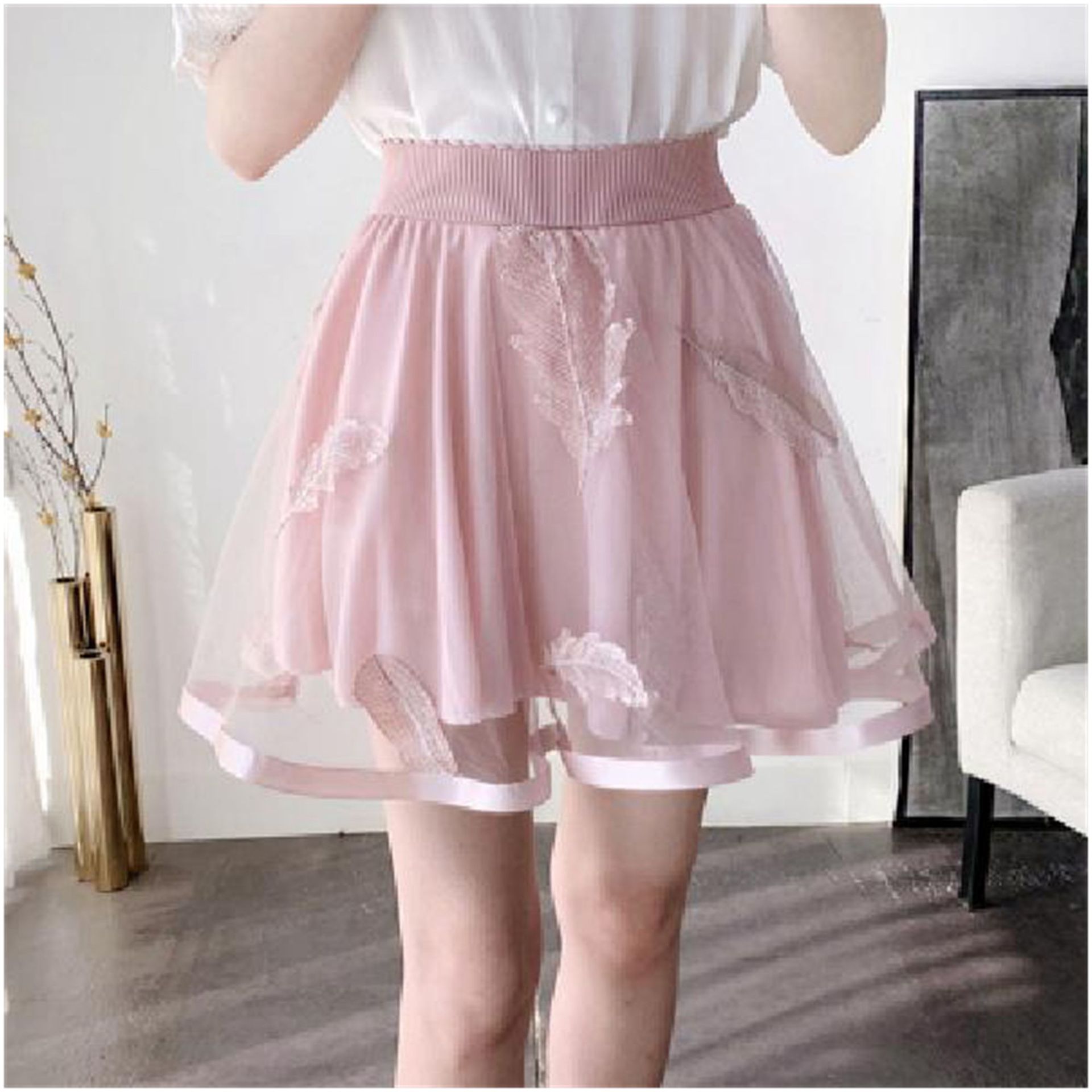 网纱蓬蓬短裙半身裙蕾丝裙黑色纱裙短款裙子大码松紧腰裙裤女