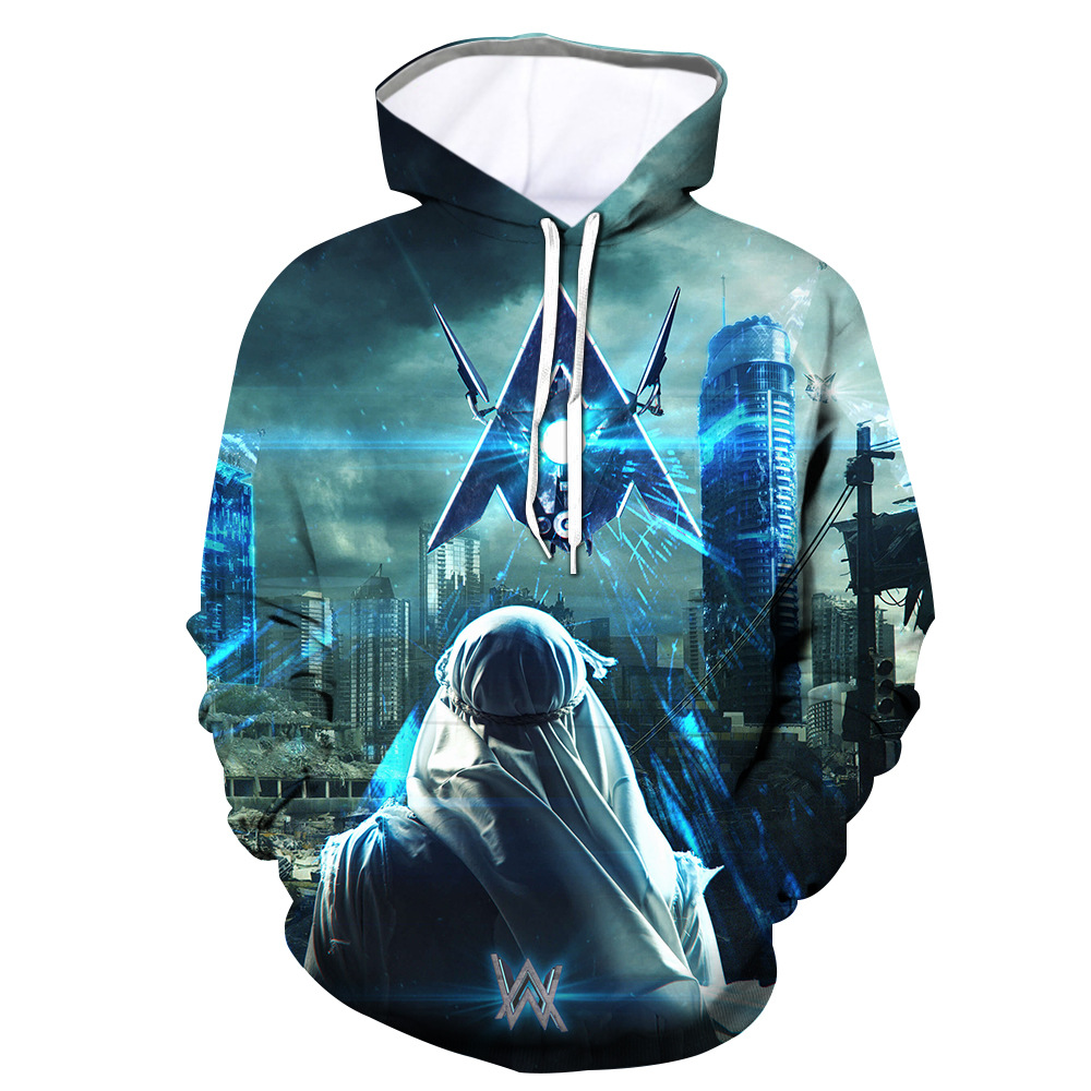 艾伦沃克新款alan walker挪威dj明星周边潮流男女休闲印花连帽衫