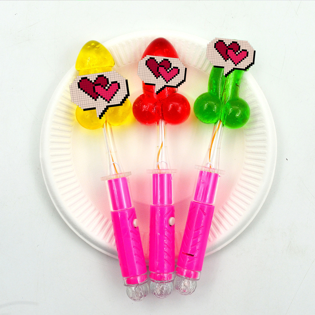 发光棒棒糖厂家直销草莓味硬质糖果 酒吧ktv婚庆搞怪情趣丁丁糖果