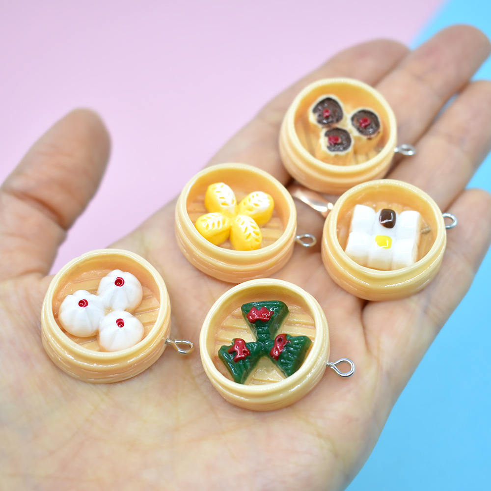 diy微缩食玩仿真小笼包吊坠挂件 娃娃屋场景摆件 手机壳贴片-e1