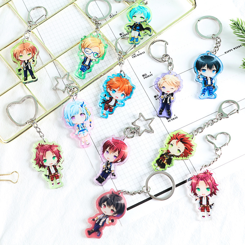 颜色彩窗钥匙扣创意logo可爱男女饰品挂件卡通动漫跨境钥匙圈直销