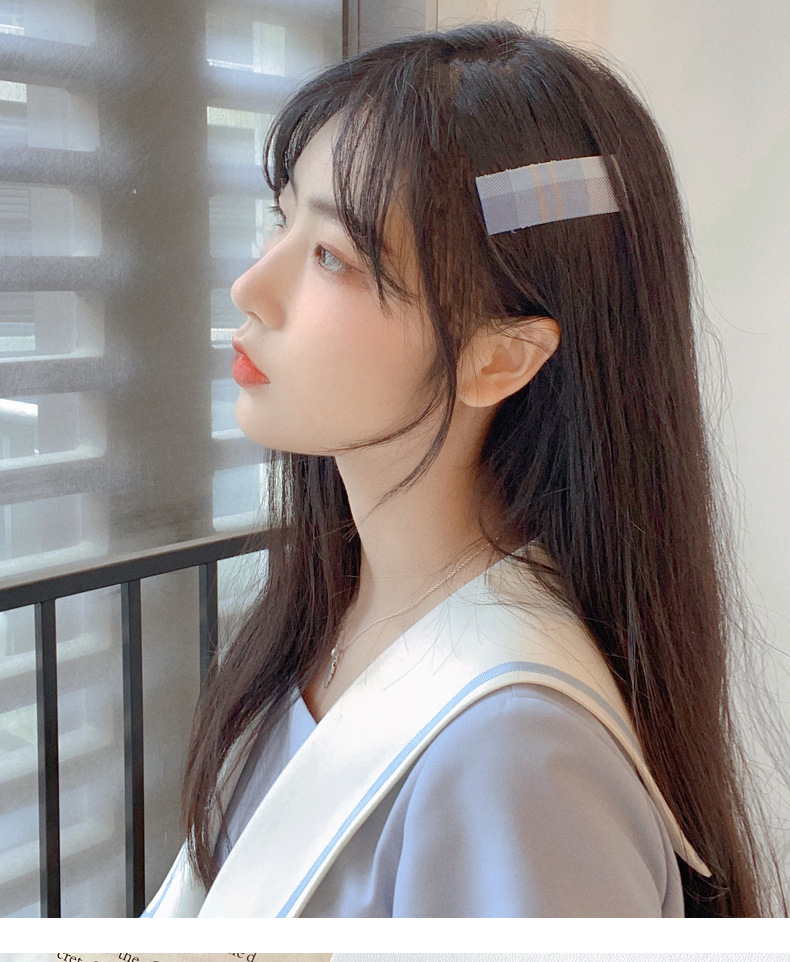 jk制服面料格子发夹bb夹发箍韩国发饰刘海发卡百搭日系格纹头饰