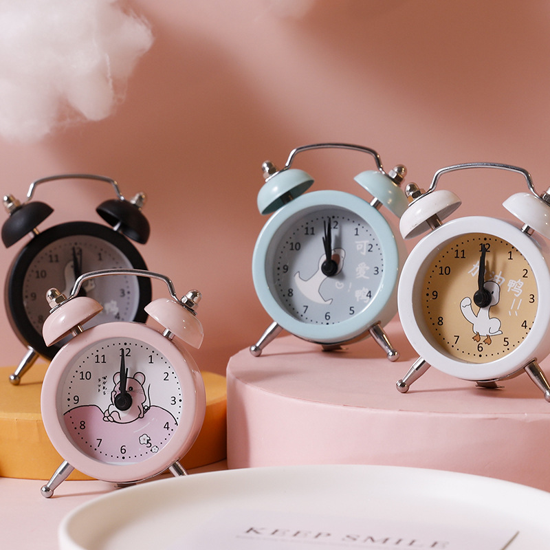 Student Bedside Creative Children Little Alarm Clock Cute Cartoon Mute Simple Bedroom Mini Loud Desk Clock Alarm Watch