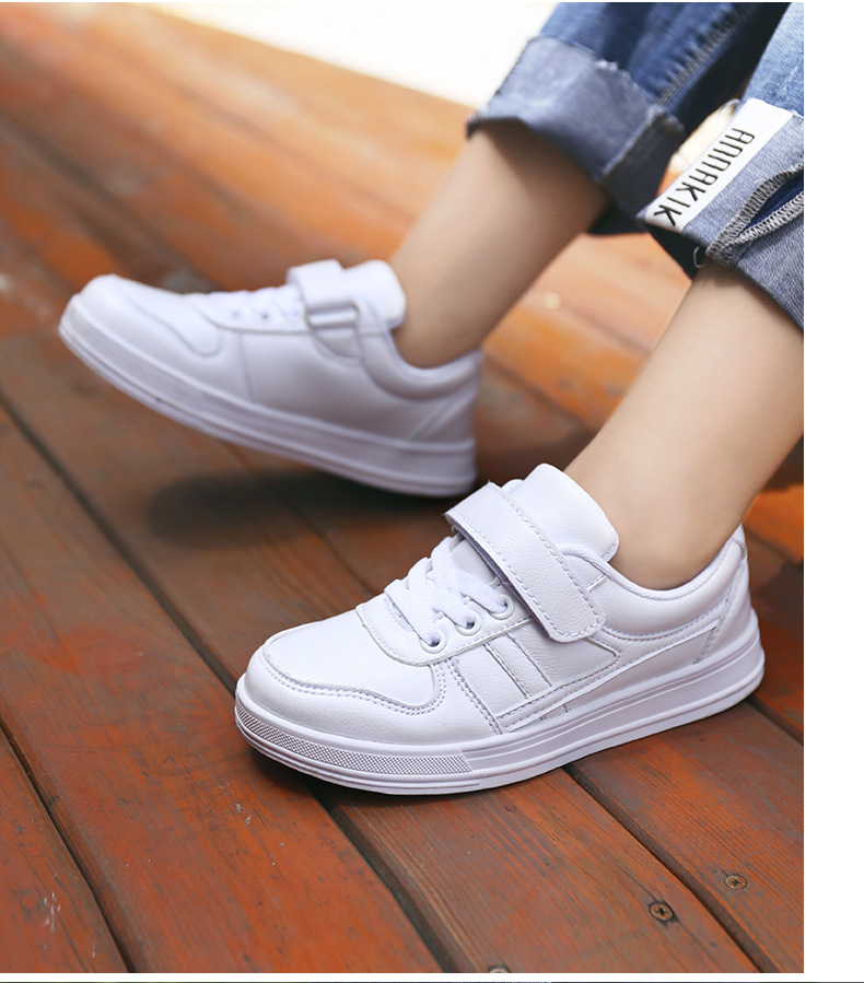男童鞋子秋冬季新款皮面软底儿童小白鞋女童白鞋幼儿园白色运动鞋