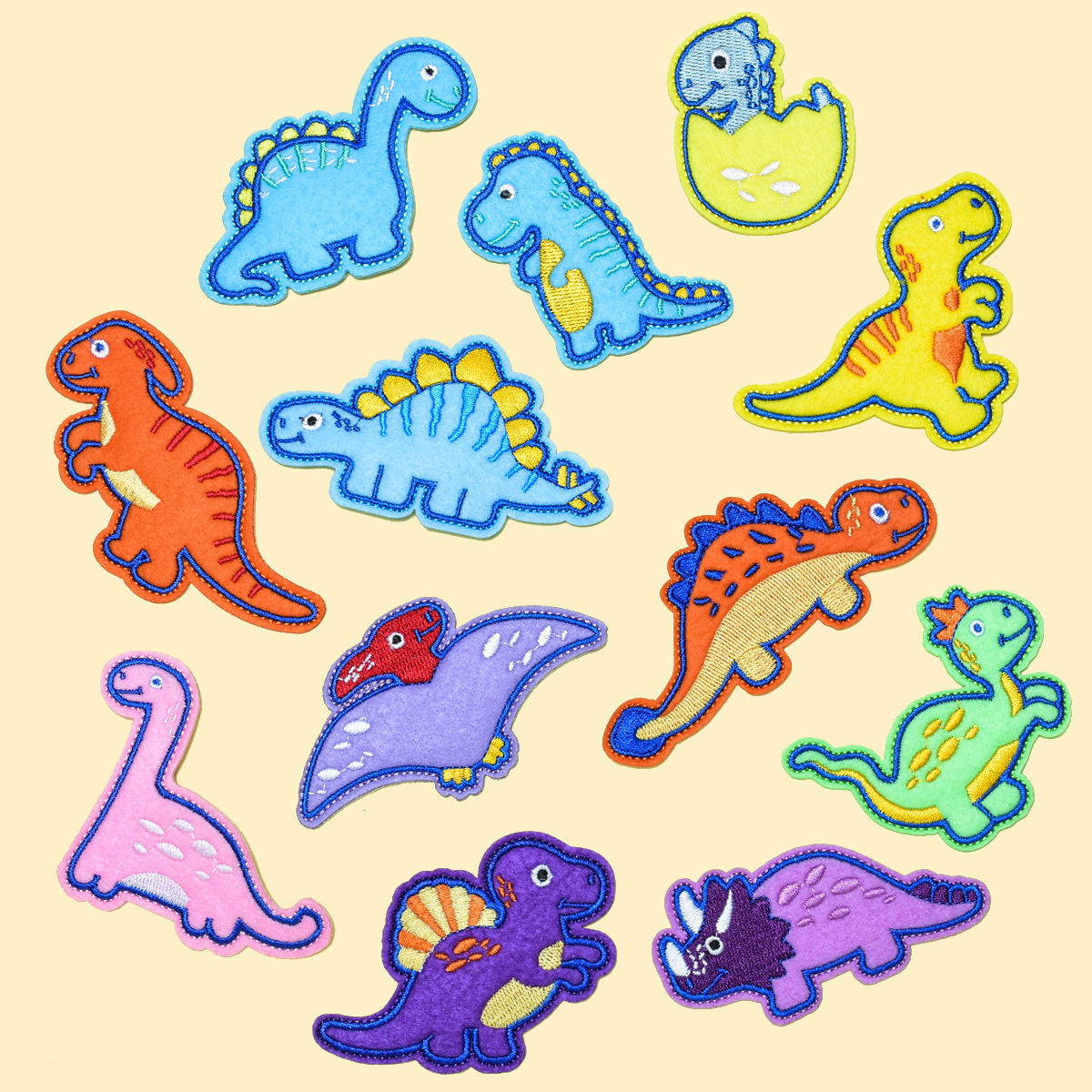 现货卡通恐龙刺绣布贴动物补丁儿童服装辅料diy背胶贴布羽绒服贴