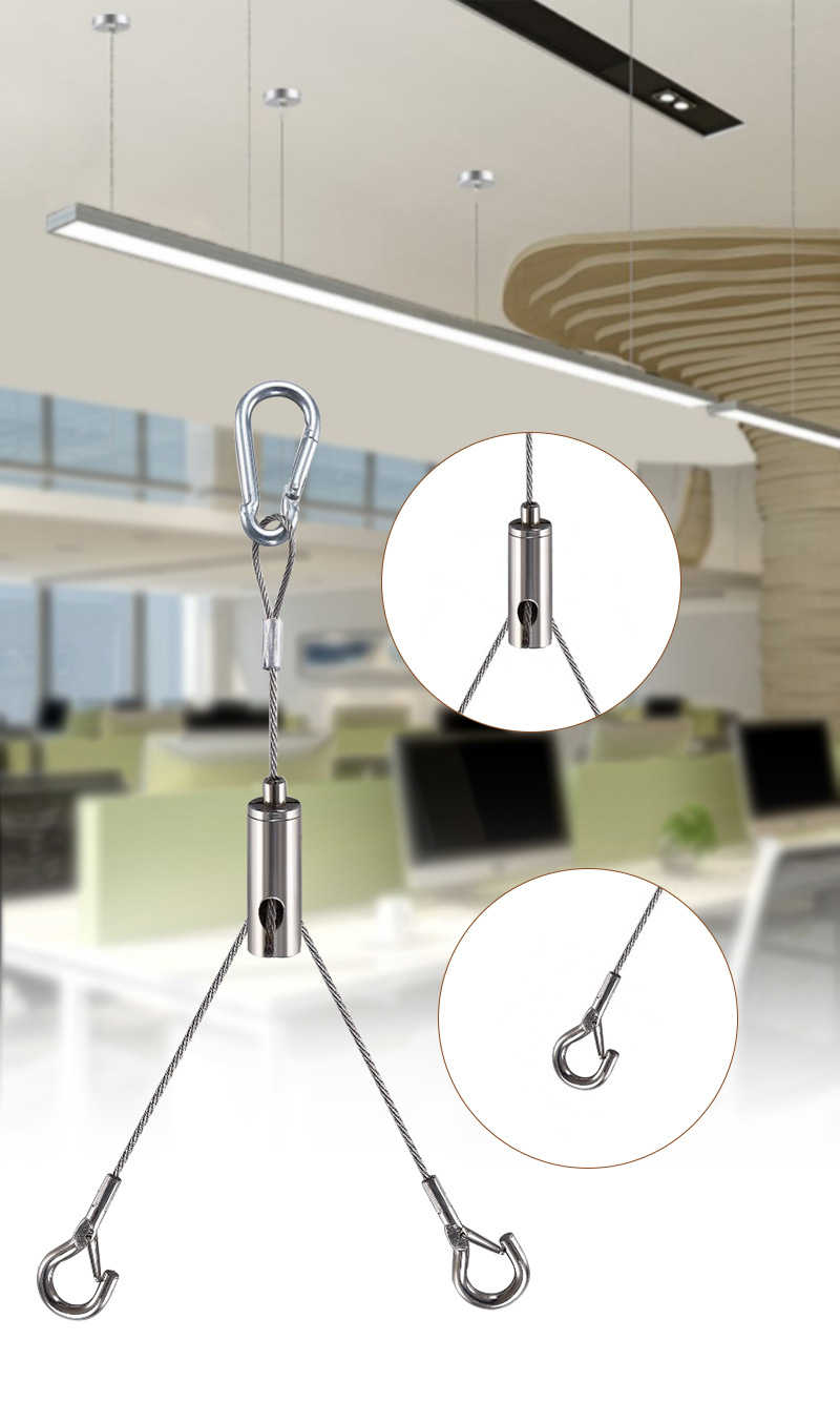 批发一分二卡线器安全防脱钩钢丝绳锁线器保险挂钩吊灯防坠保护
