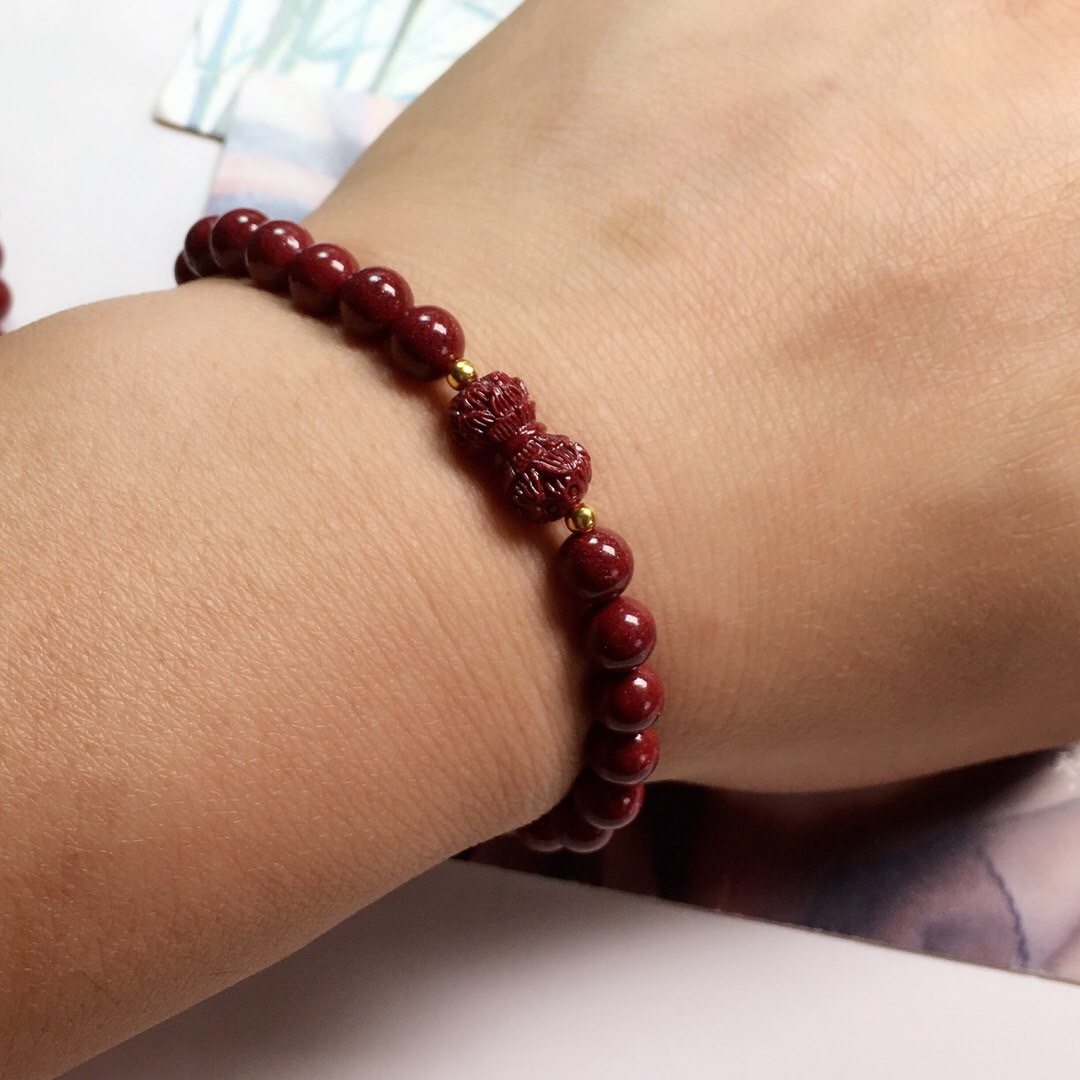 原矿朱砂紫金砂帝王砂手链单圈6mm紫砂圆珠时尚手串饰品厂家批发