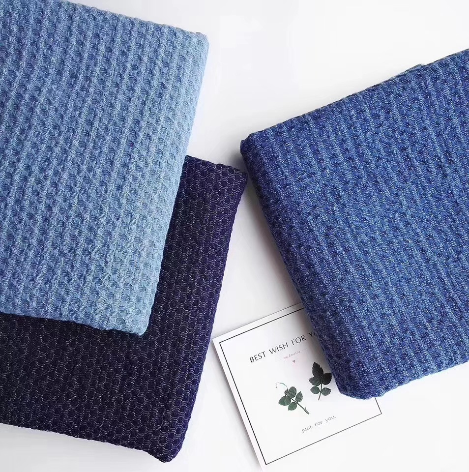 新品牛仔提花面料菠萝纹3d立体感外套箱包工艺品布料