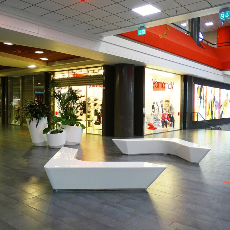 创意玻璃钢休闲椅商场座椅公共户外休息区等候椅弧形美陈装饰坐凳