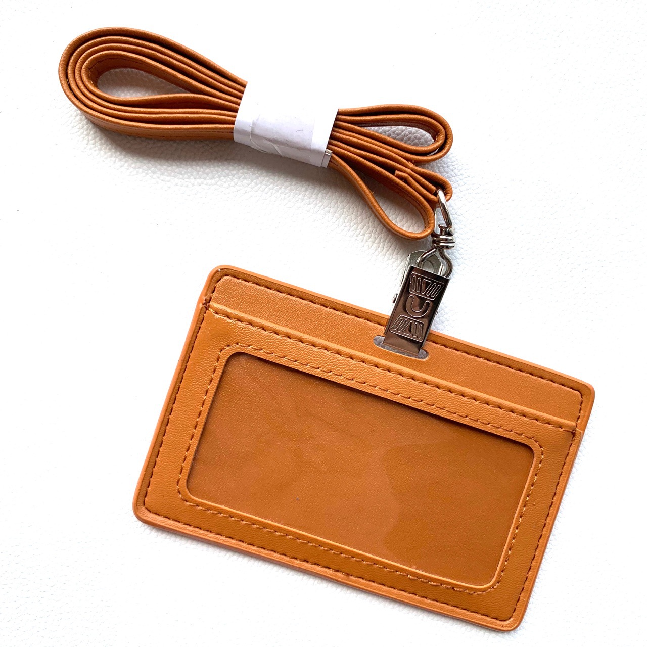 厂家直供横版工作证卡套多卡位胸牌学生证套带夹子挂绳厚pu材质