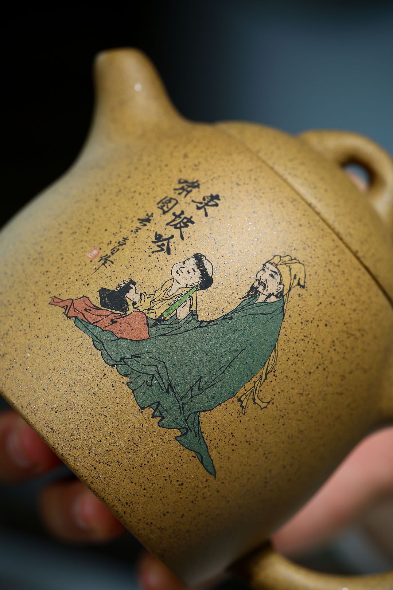 宜兴紫砂壶 原矿芝麻段泥手绘秦权壶批发 支持礼品 定制 一件代发