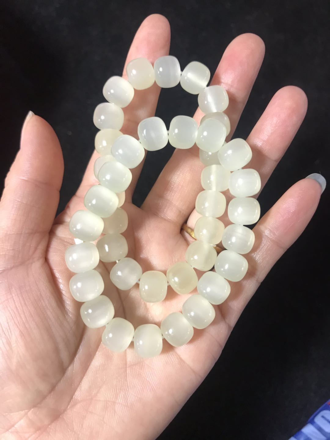 玉器工艺品阿富汗玉青白玉老型珠圆珠手链男女款手串饰品