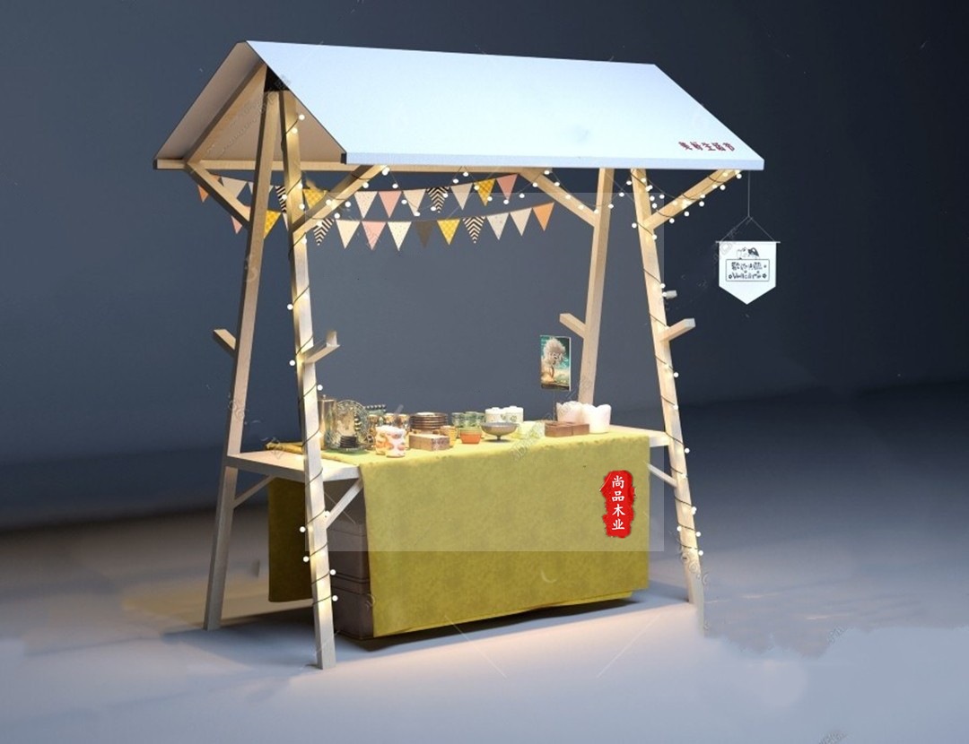 户外商业街集市摊位活动棚架木制移动夜市摆摊货架市集摊位架折叠